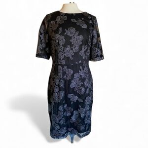 Scarlett Black Silver Floral Sparkle Sheath Dress Size 8 Cocktail Party